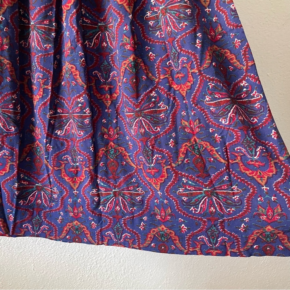 Vintage 90s Floral Midi Long Skirt Women’s 6 Navy Medallion Flowy Boho Cottage - Picture 7 of 13